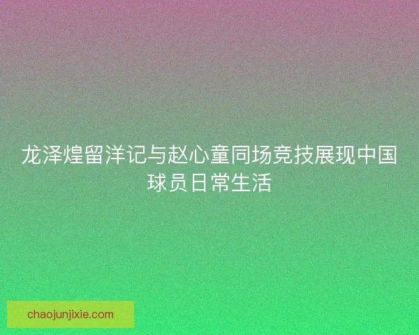 龙泽煌留洋记与赵心童同场竞技展现中国球员日常生活
