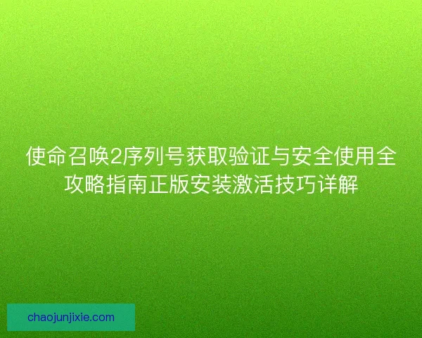 使命召唤2序列号获取验证与安全使用全攻略指南正版安装激活技巧详解